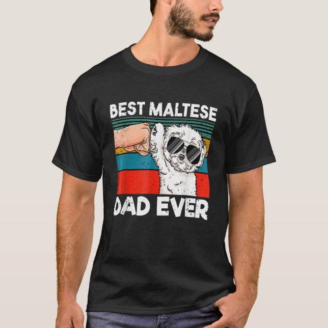 Mens Best Maltese Dad Ever Ghetto Fist Dog T-Shirt (Front)