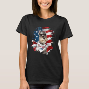 Mens Best Miniature Schnauzer Dad Ever American Fl T-Shirt