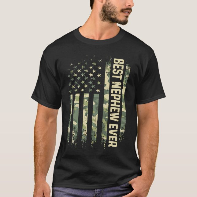 Mens Best Nephew Ever Camo American Flag Father's  T-Shirt (Front)