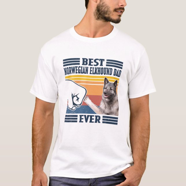 Mens Best Norwegian Elkhound Dad Ever Funny Dog Lo T-Shirt (Front)