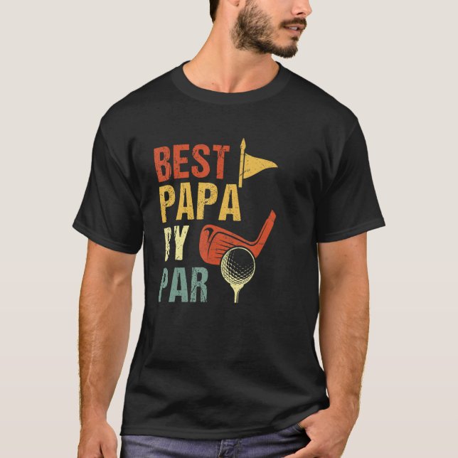 Mens Best Papa by Par  Father's Day Golf Grandpa G T-Shirt (Front)