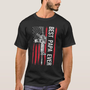 Mens Best Papa Ever Dad Gun Rights Ar-15 American T-Shirt