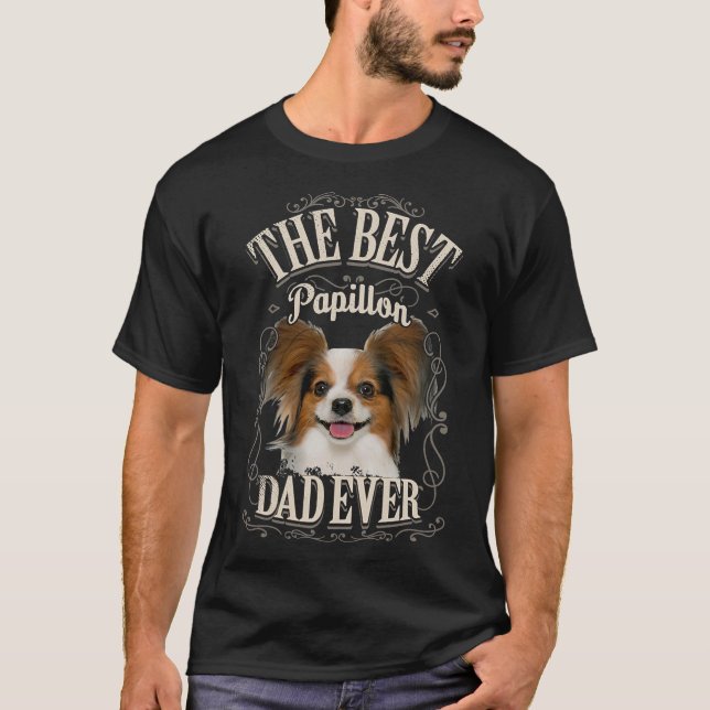 Mens Best Papillon Dad Ever Continental Toy Spanie T-Shirt (Front)