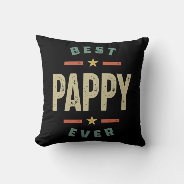 Mens Best Pappy Ever Father Grandpa Gift Cushion (Front)