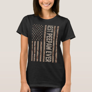 Mens Best Peepaw Ever Us American Flag  Grandpa Fa T-Shirt