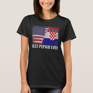 Mens Best Pepaw Ever Croatia Flag Patriotic Dad Da T-Shirt