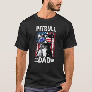 Mens Best Pitbull Dad Ever American Flag 4th Of Ju T-Shirt
