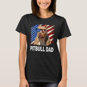 Mens Best Pitbull Dad Ever American Flag 4th Of Ju T-Shirt