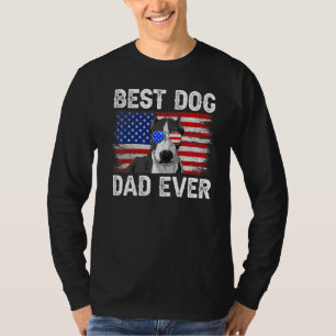 Mens Best Pitbull Dad Ever American Flag 4th Of Ju T-Shirt