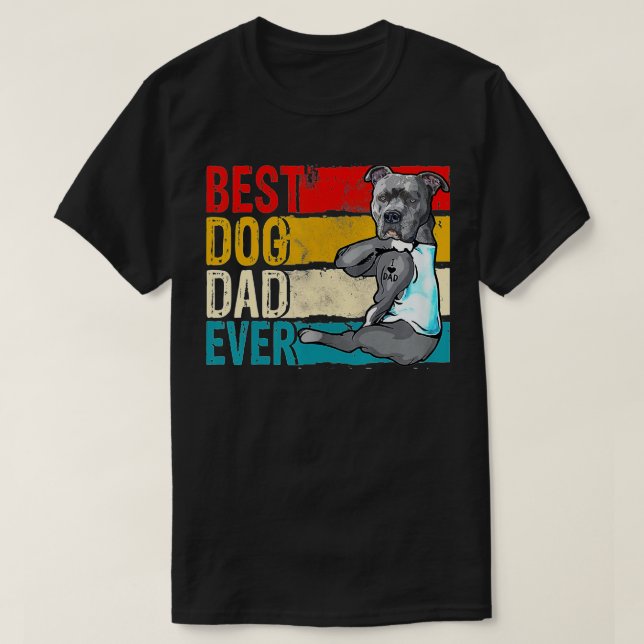 Mens Best Pitbull Dad Ever American Flag Dog Lover T-Shirt (Design Front)