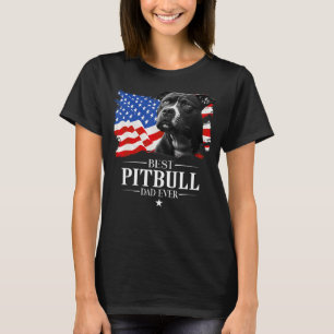 Mens Best Pitbull Dad Ever American Flag Father s T-Shirt