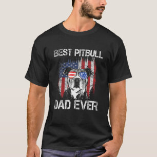 Mens Best Pitbull Dad Ever American Flag Pitbull D T-Shirt