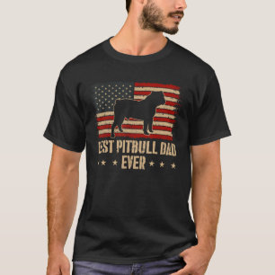 Mens Best Pitbull Dad Ever Dog  American Flag T-Shirt