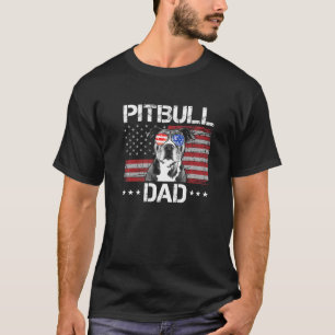 Mens Best Pitbull Dad Ever Patriotic American Flag T-Shirt
