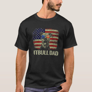 Mens Best Pitbull Dad Ever Patriotic American Flag T-Shirt