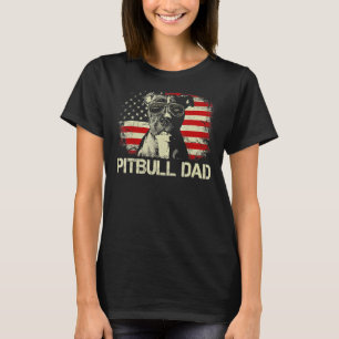 Mens Best Pitbull Dad Ever Us Flag Vintage Father T-Shirt