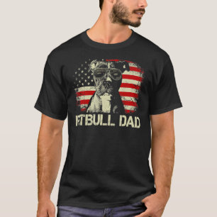Mens Best Pitbull Dad Ever Us Flag Vintage Father T-Shirt