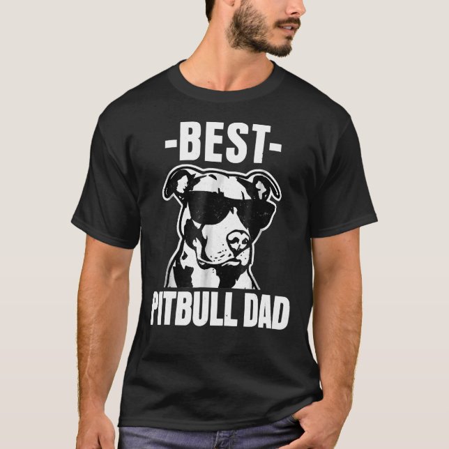 Mens Best Pitbull Dad Funny Pit Bull Dog Mens T-Shirt (Front)