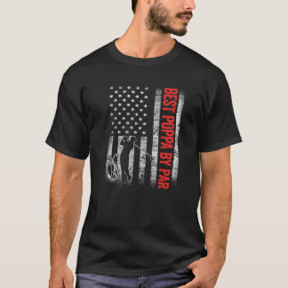 Mens Best Poppa By Par US American Flag Father's D T-Shirt