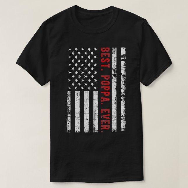 Mens Best Poppa Ever American Flag 4th Of July Fat T-Shirt (Design Front)