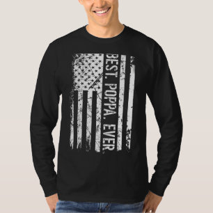 Mens Best Poppa Ever Us American Flag Father's Day T-Shirt
