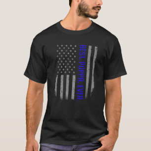 Mens Best Poppa Ever Us American Flag For Father T-Shirt