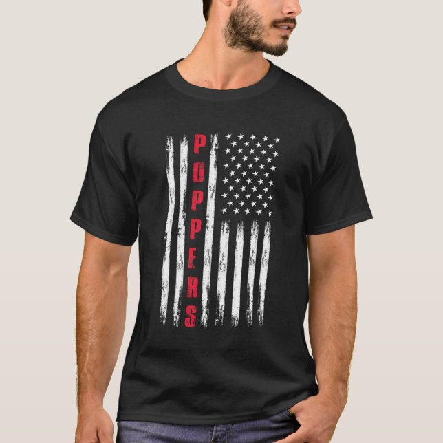 Mens Best Poppers Ever Us Flag For Stepdad Fatheru T-Shirt (Front)