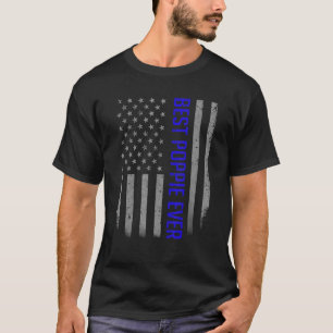 Mens Best Poppie Ever American Flag   For Father's T-Shirt