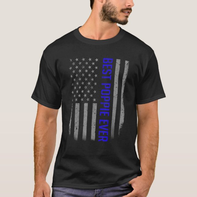Mens Best Poppie Ever American Flag   For Father's T-Shirt (Front)