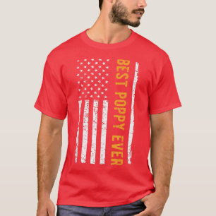 Mens Best Poppy Ever US American Flag Grandfather  T-Shirt