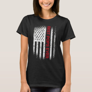 Mens Best Pops Ever American Flag Fathers Day For T-Shirt