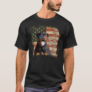 Mens Best Rottweiler Dad Ever American Flag 4th Of T-Shirt