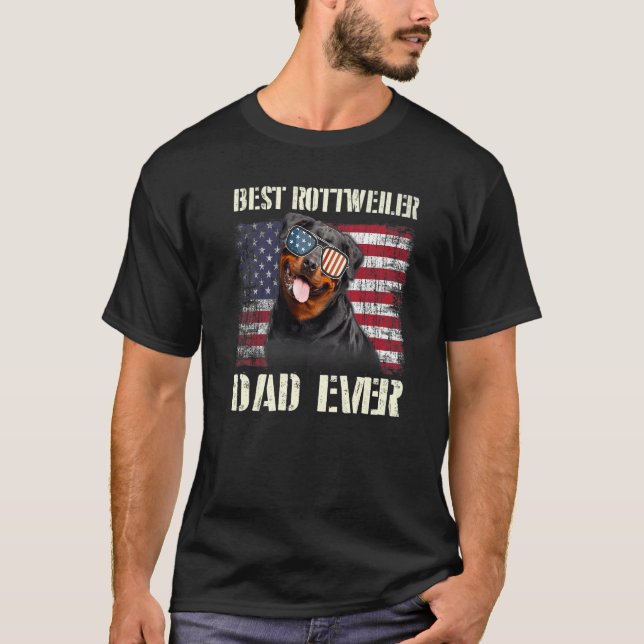 Mens Best Rottweiler Dad Ever American Flag Dog Da T-Shirt (Front)