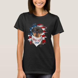 Mens Best Rottweiler Dad Ever American Flag Dog Fa T-Shirt
