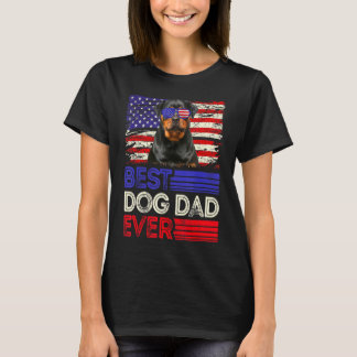 Mens Best Rottweiler Dad Ever American Flag Patrio T-Shirt