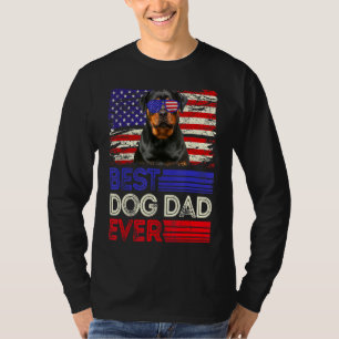 Mens Best Rottweiler Dad Ever American Flag Patrio T-Shirt