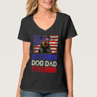 Mens Best Rottweiler Dad Ever American Flag Patrio T-Shirt