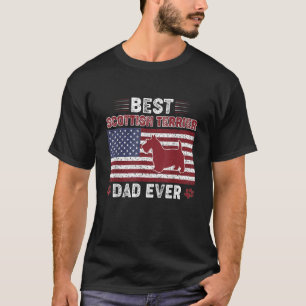 Mens Best SCOTTISH TERRIER Dad Ever American flag T-Shirt