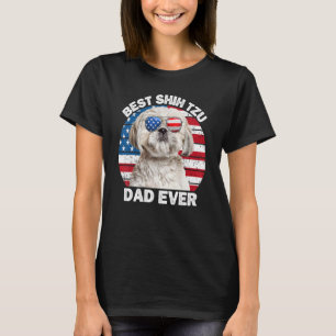 Mens Best Shih Tzu Dad Ever 4th Of July Shih Tzu D T-Shirt