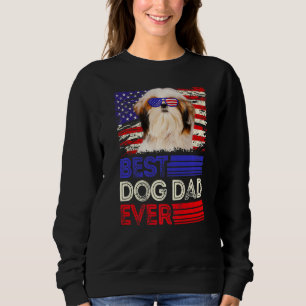 Mens Best Shih Tzu Dad Ever American Flag Patrioti Sweatshirt