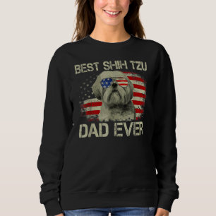 Mens Best Shih Tzu Dad Ever Dog American Flag Sweatshirt