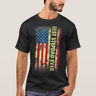 Mens Best Stepdad Ever  Fathers Day Us American Fl T-Shirt