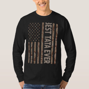 Mens Best Tata Ever Us American Flag Grandpa Fat T-Shirt