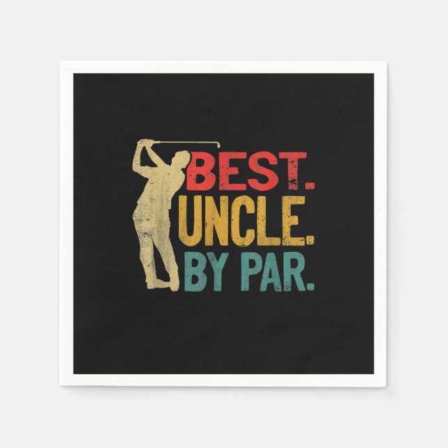 Mens Best Uncle By Par Retro Fathers Day Gifts Napkin (Front)