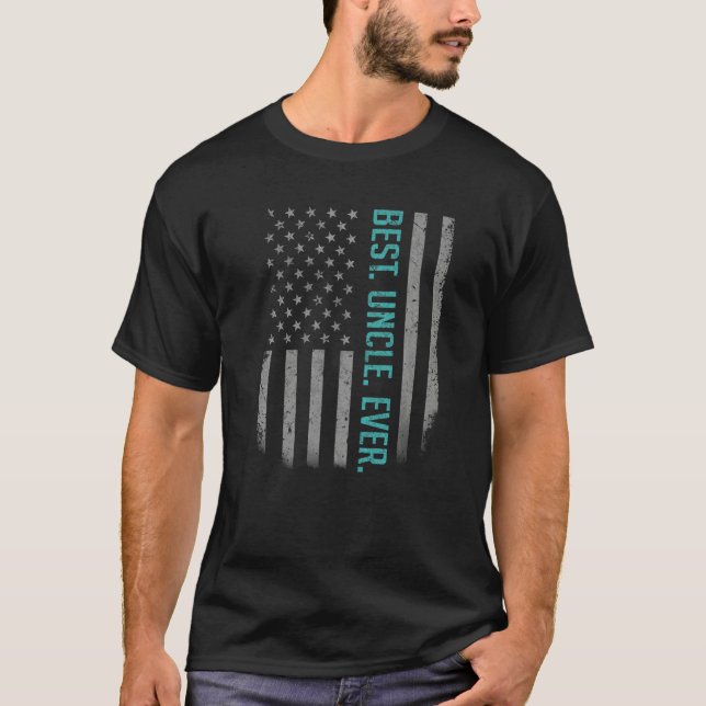 Mens Best Uncle Ever Us American Flag   For Father T-Shirt (Front)