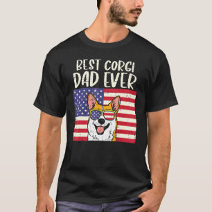 Mens Best Welsh Corgi Dad Ever Us Flag Patriotic P T-Shirt