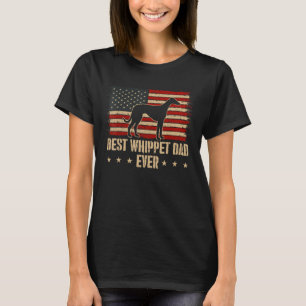 Mens Best Whippet Dad Ever Dog  American Flag T-Shirt