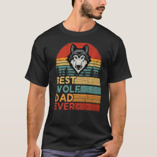Mens Best Wolf Dad Ever  Vintage Wolf Father's Day T-Shirt