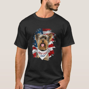 Mens Best Yorkshire Terrier Dad Ever American Flag T-Shirt