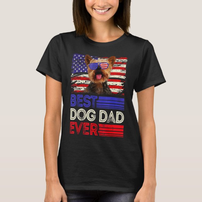 Mens Best Yorkshire Terrier Dad Ever American Flag T-Shirt (Front)